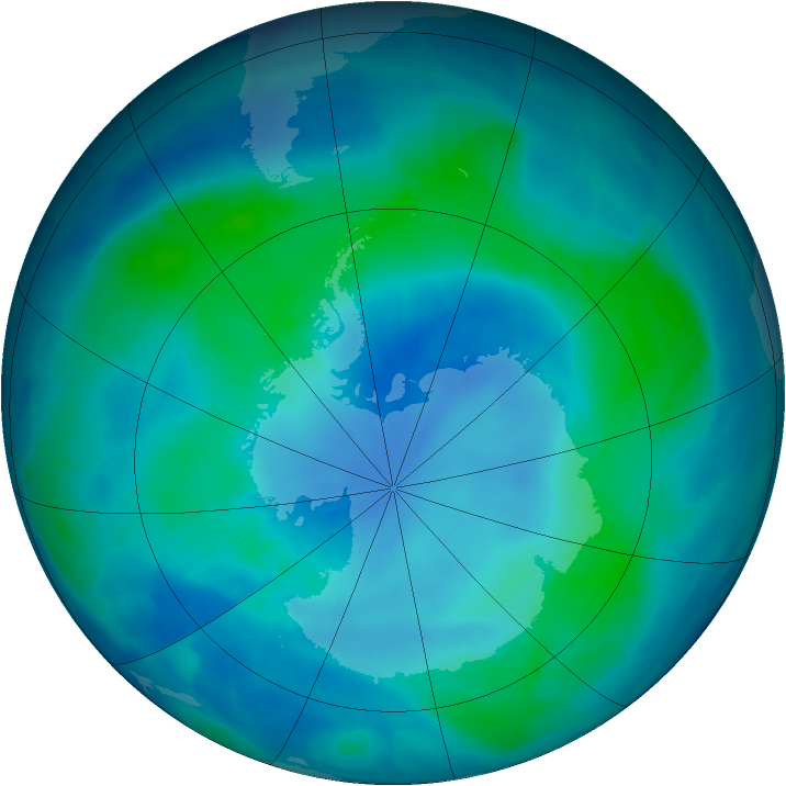 Antarctic ozone map for 27 February 2009